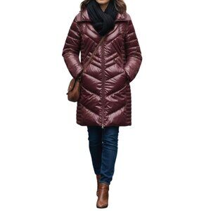 Bernardo Plum Packable Down Jacket Coat with Travel Pouch Size M